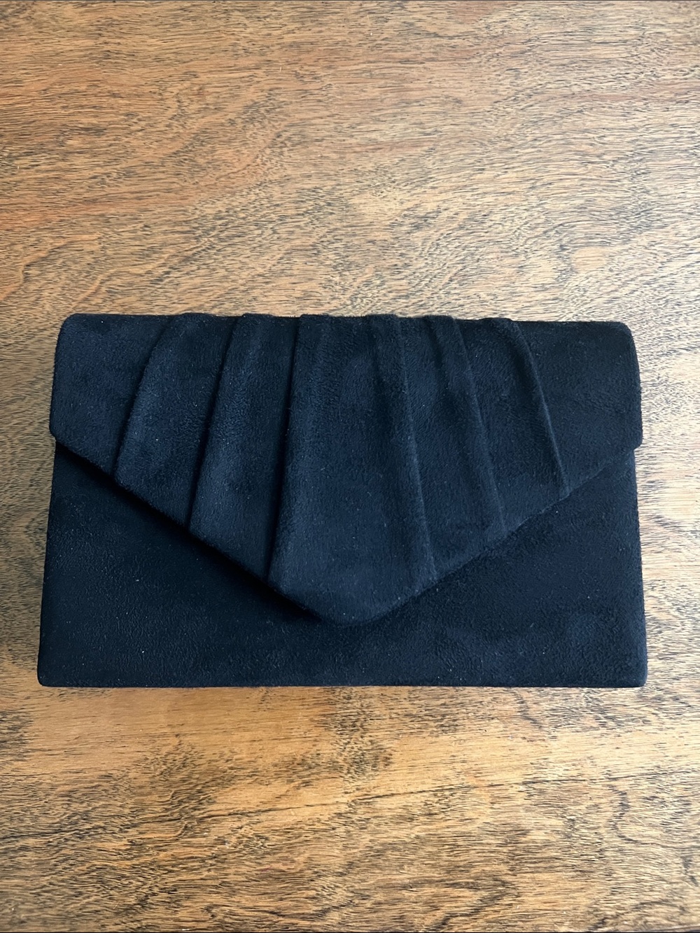 Black Suede Envelope Clutch - Women's Evening Bag